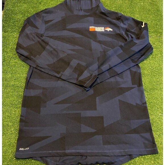 Denver Broncos hoodie mens medium black blue Nike lightweight shirt NFL 26 - Picture 7 of 13